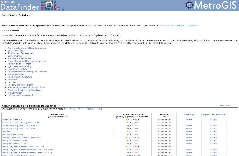 DataFinder home page