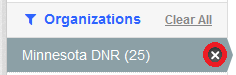 Filter by Organizations - Clear by Side Menu