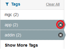 Filter by Tags - Clear by Side Menu